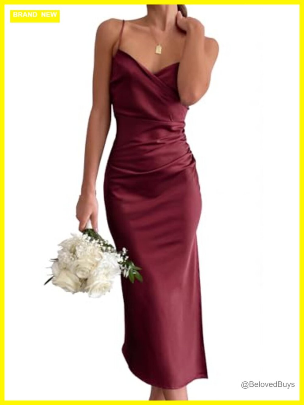 Cowl Neck Bodycon Midi Dress Sleeveless Party Wedding Evening Ruched